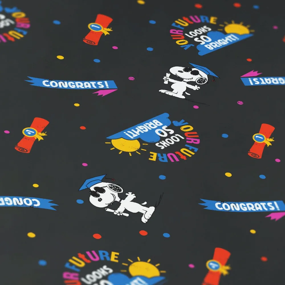 Sleek Graduation Snoopy Satin Wrapping Paper