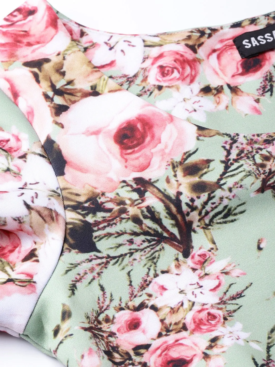 Green Floral Peplum Top