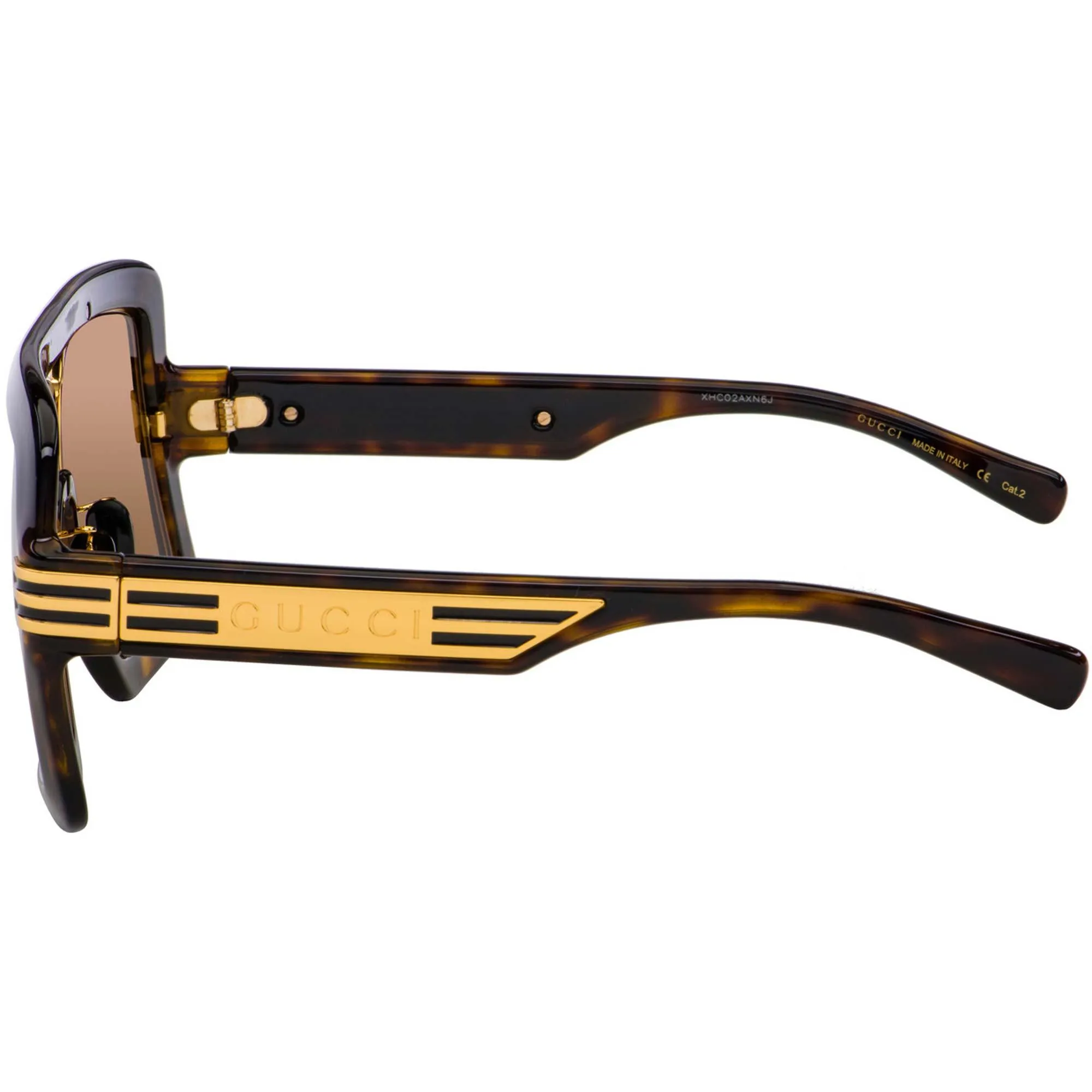 Gucci Men's Sunglasses - Nylon Lens Havana Plastic Pilot Shaped Frame | GG0900S 002