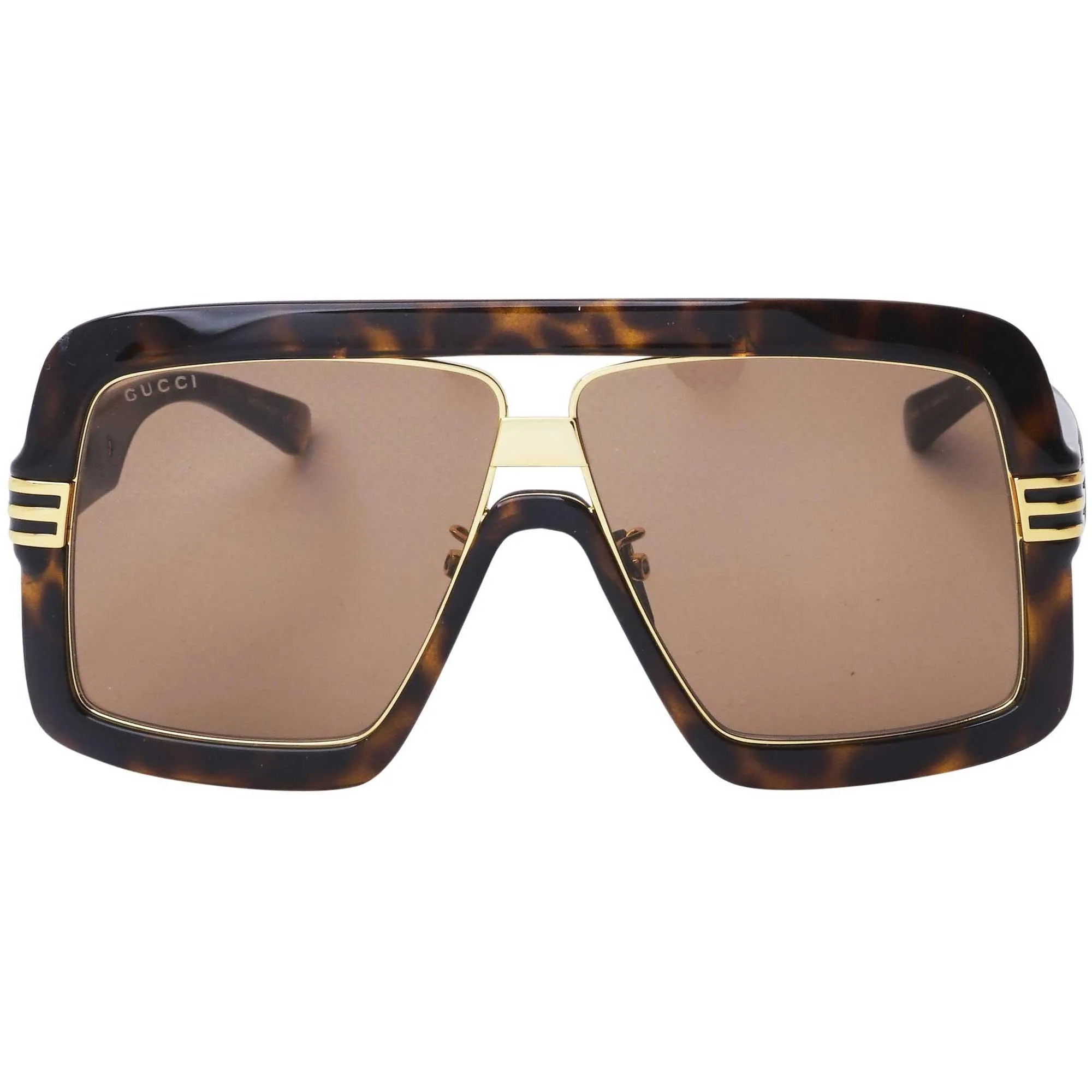Gucci Men's Sunglasses - Nylon Lens Havana Plastic Pilot Shaped Frame | GG0900S 002