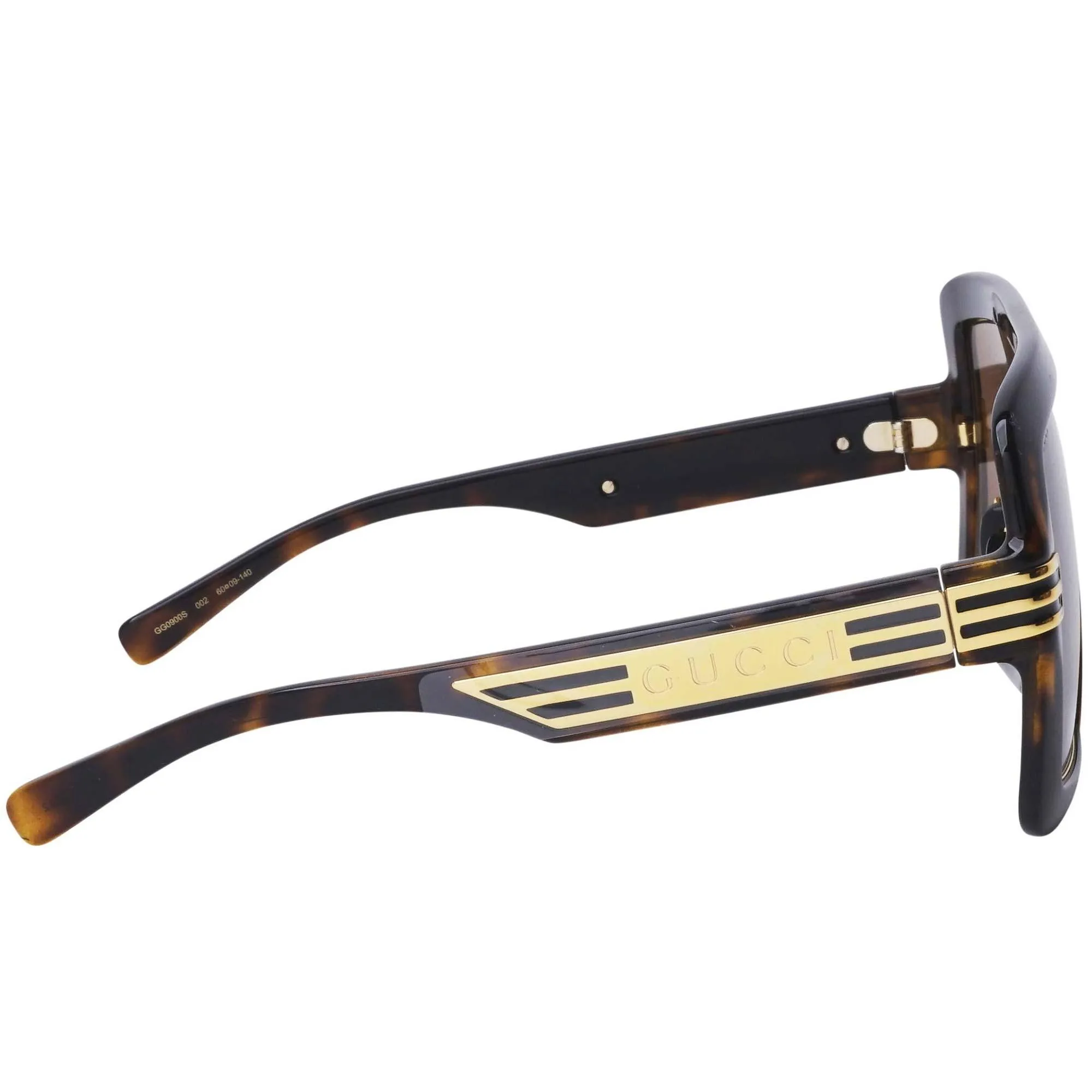 Gucci Men's Sunglasses - Nylon Lens Havana Plastic Pilot Shaped Frame | GG0900S 002