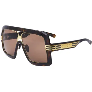 Gucci Men's Sunglasses - Nylon Lens Havana Plastic Pilot Shaped Frame | GG0900S 002
