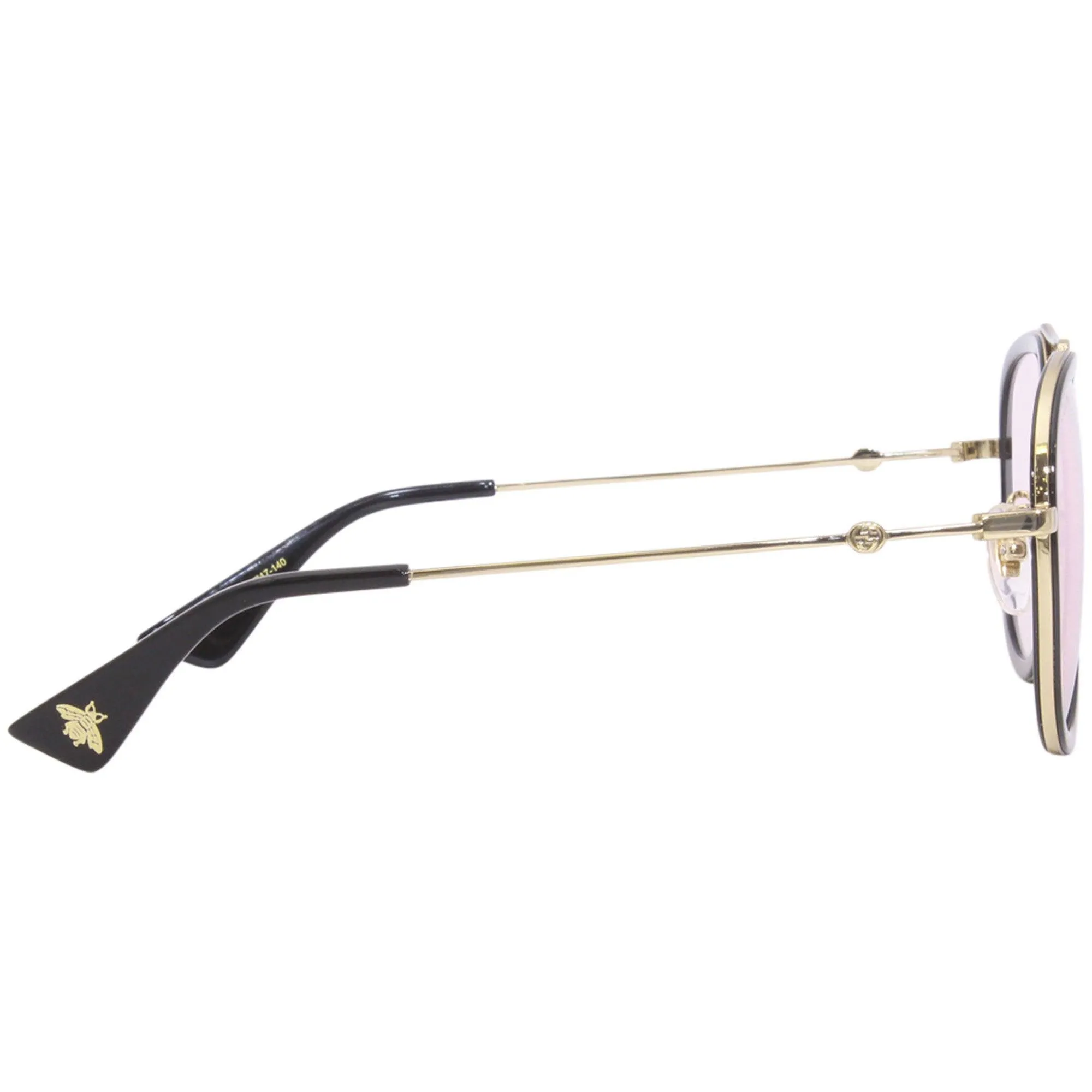 Gucci Men's Sunglasses - Pink Photochromic Lens Black and Gold Frame | GG0062S 019