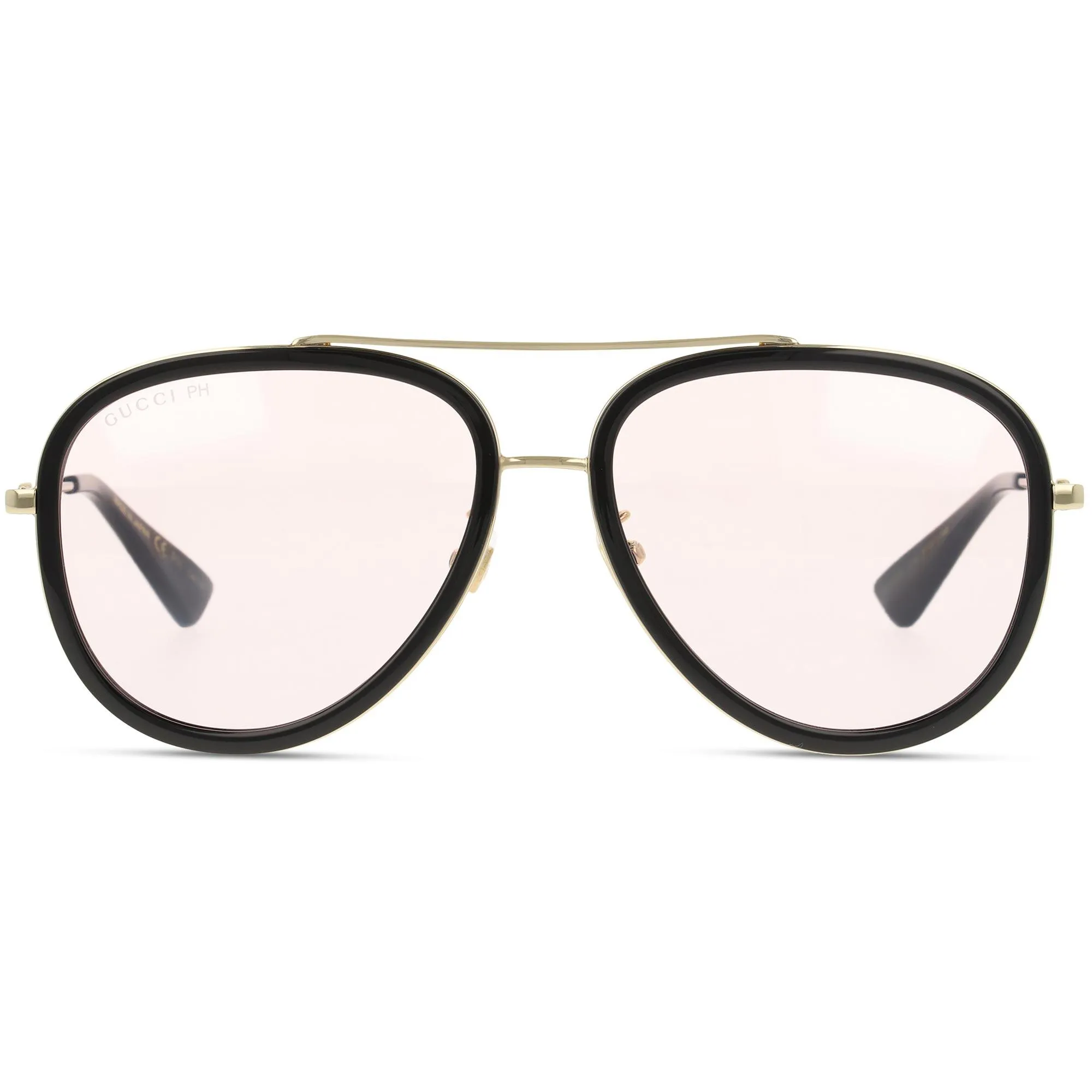 Gucci Men's Sunglasses - Pink Photochromic Lens Black and Gold Frame | GG0062S 019