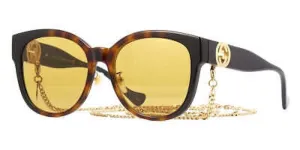 Gucci Round Chain Sunglasses Havana/Yellow