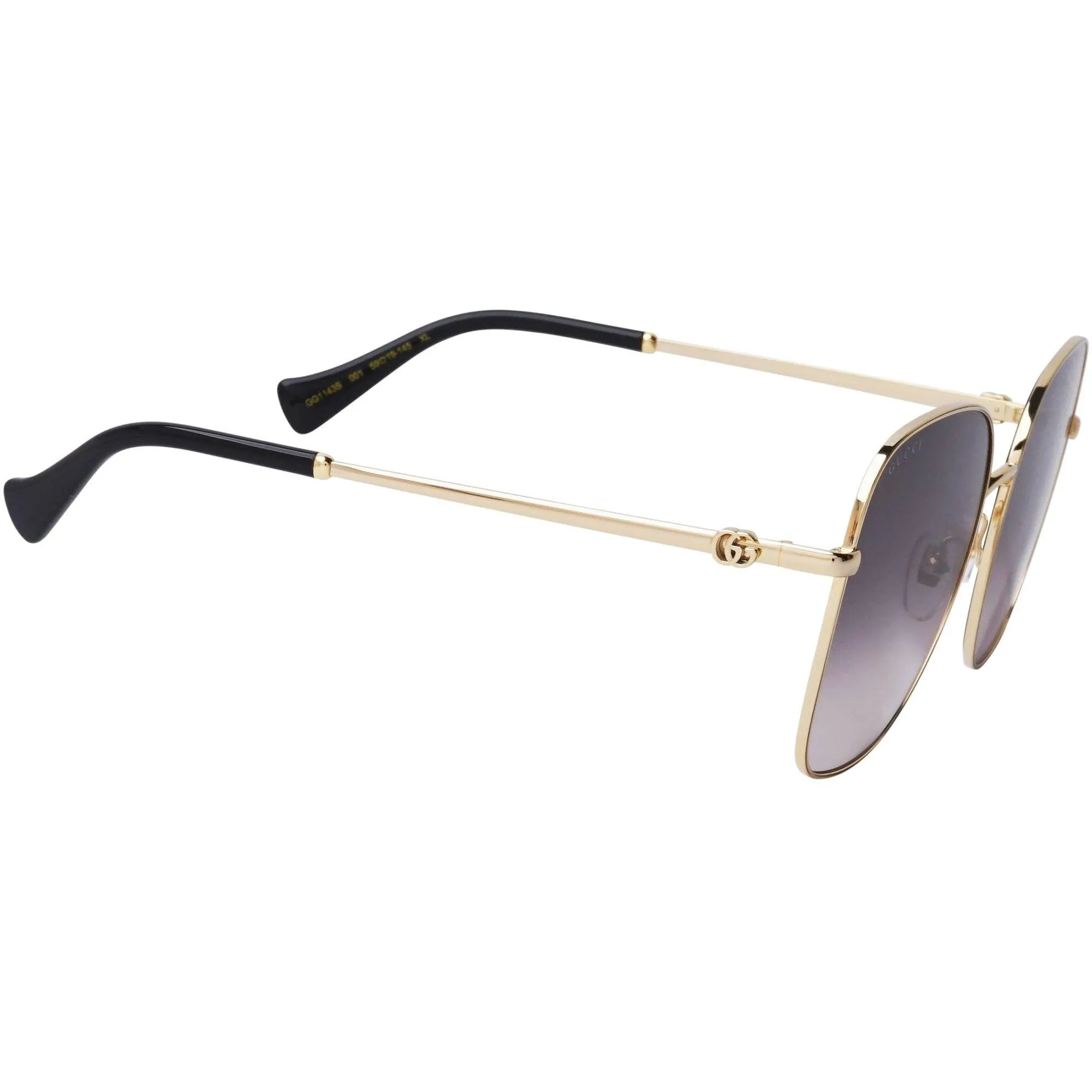 Gucci Women's Sunglasses - Gradient Grey Nylon Lens Metal Square Frame | GG1143S 001