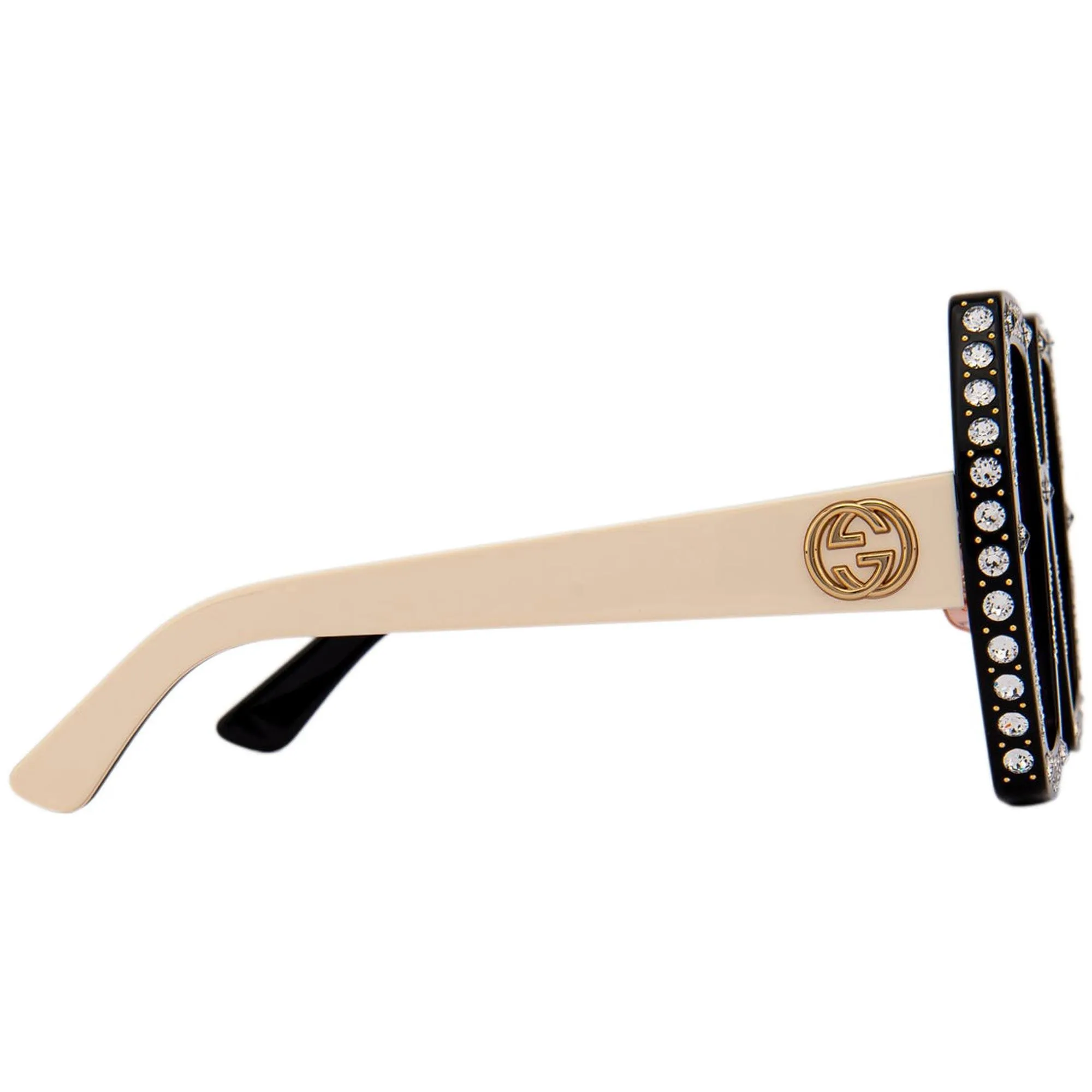 Gucci Women's Sunglasses - Pink Lens Black and Ivory Acetate Frame | GG0772S 012