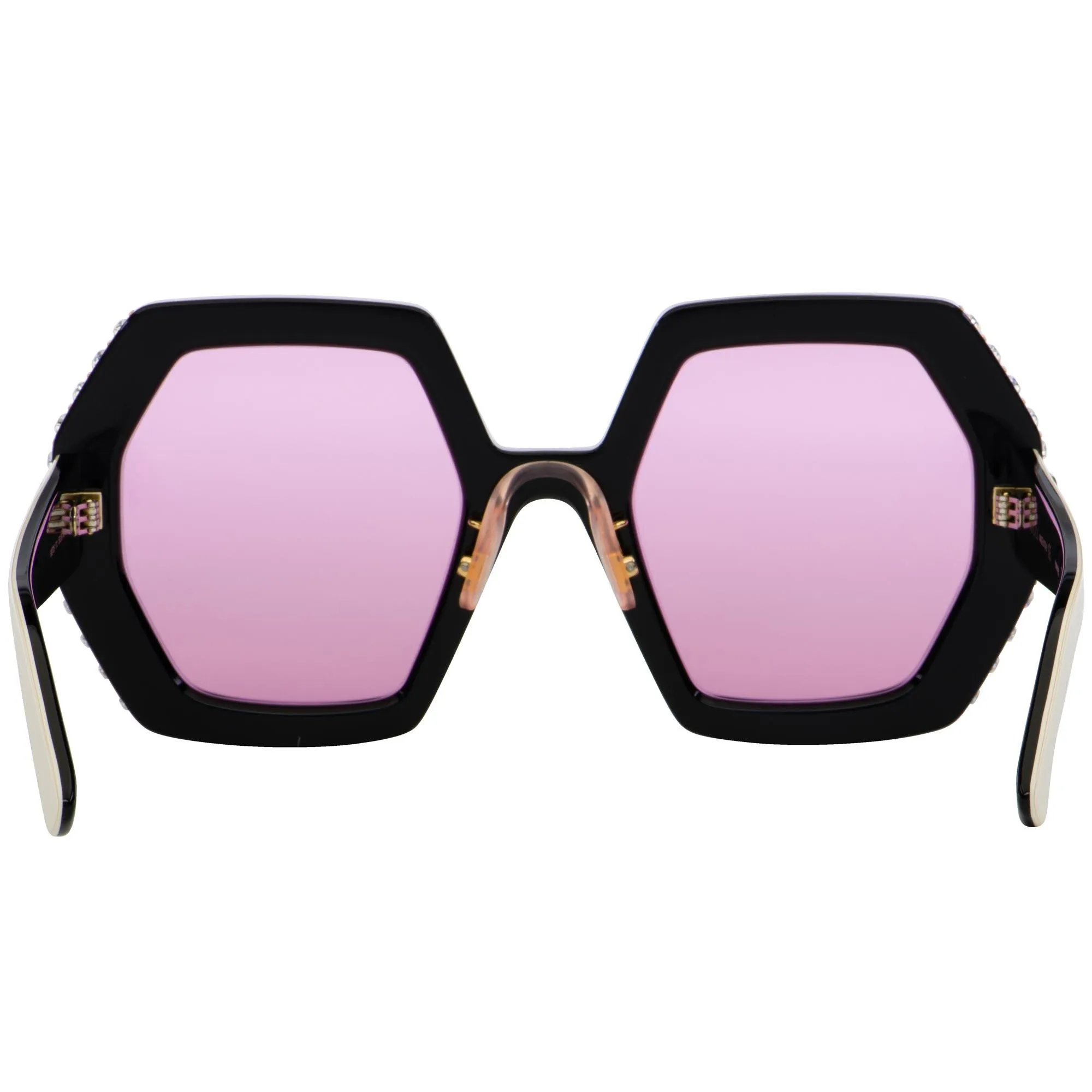 Gucci Women's Sunglasses - Pink Lens Black and Ivory Acetate Frame | GG0772S 012