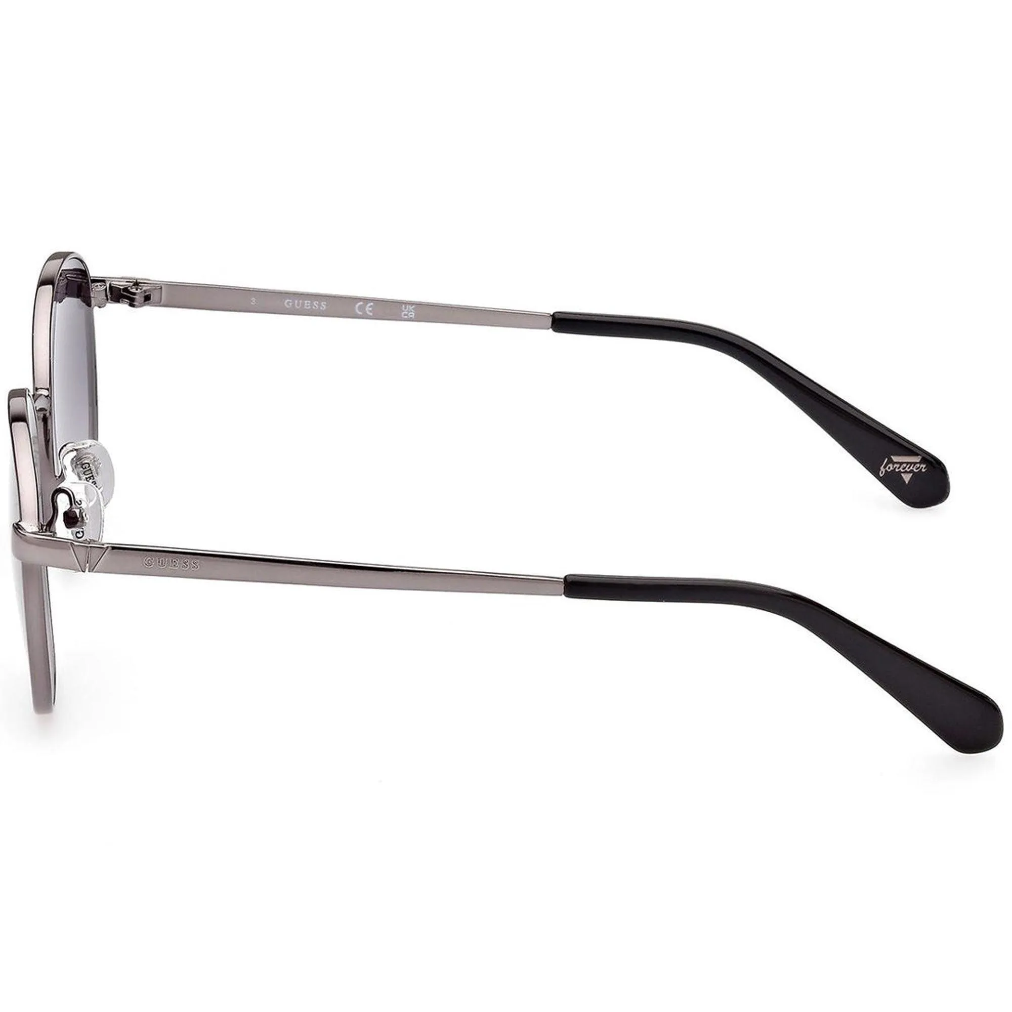 Guess Unisex Sunglasses - Full Rim Shiny Dark Nickel Grey Metal Frame | GU5214 06B