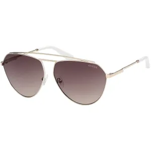 Guess Women's Sunglasses - Gradient Lens Gold and White Pilot Shape Frame | GU7783 32F