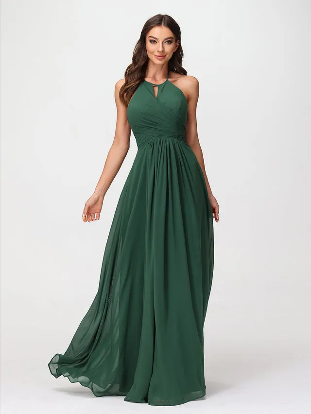 Halter Chiffon Long Dresses for Bridesmaids Clearance