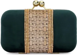 Handicraft Beautiful Bling Box Clutch Bag Purse For Bridal, Casual, Party, Wedding, Jute