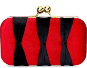 Handicraft Beautiful Bling Box Clutch Bag Purse For Bridal, Casual, Party, Wedding, Red N Black