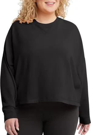 Hanes Women's Originals Sweatshirt, Soft Brushed Fleece Cropped Pullover, Plus