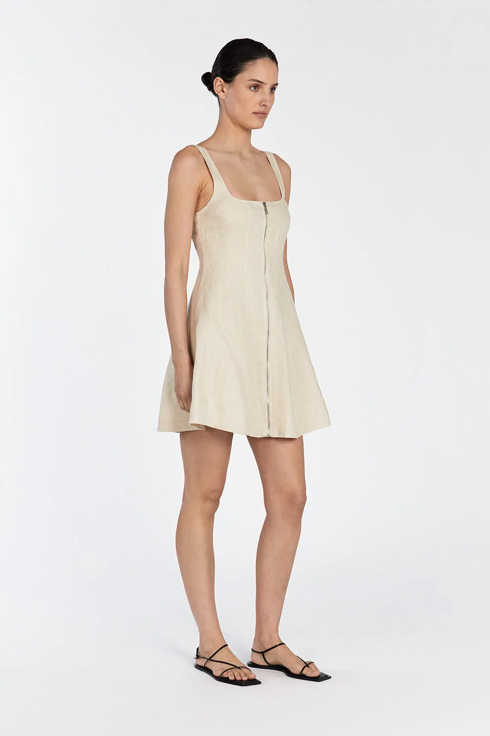 HARRIET SAND LINEN MINI DRESS