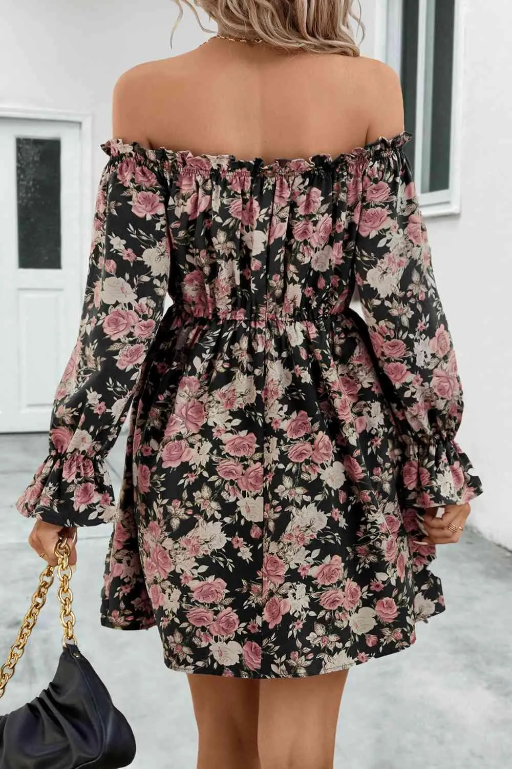 Hey Pretty Long Sleeve Off Shoulder Floral Dress