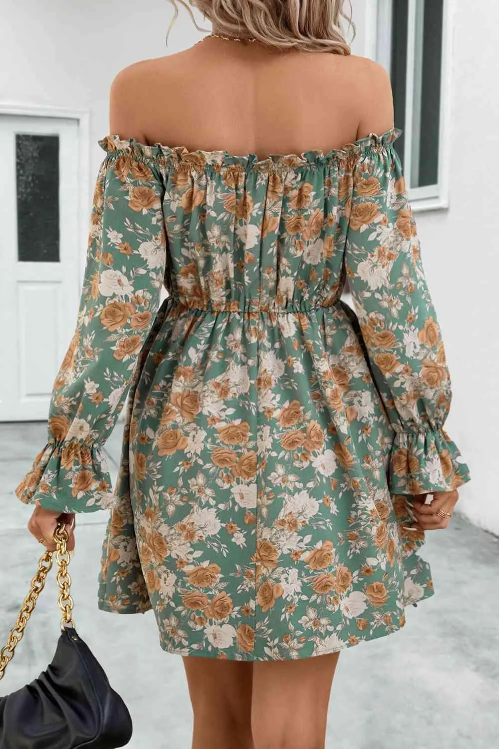 Hey Pretty Long Sleeve Off Shoulder Floral Dress