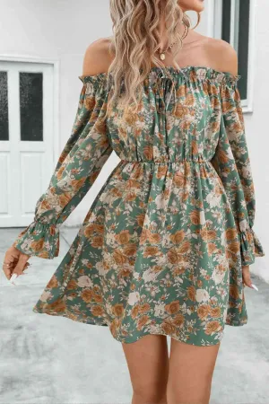 Hey Pretty Long Sleeve Off Shoulder Floral Dress