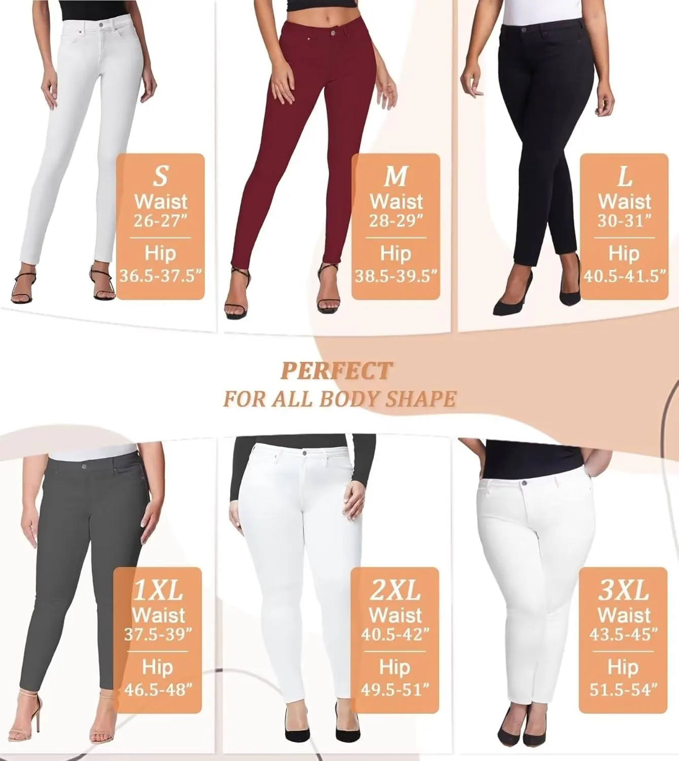 Hybrid & Company Womens Hyper Ultra Stretch Comfy Skinny Leg Work Casual Pants