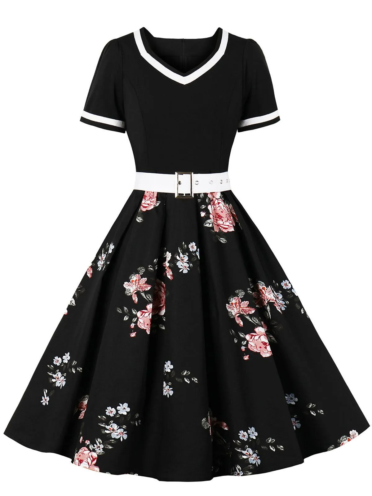ILSE | FLORAL BELTED SWING DRESS