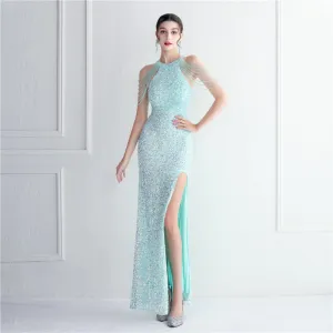 Intricate Embroidery And High-Shine Sequins Stylish And Elegant Evening Dress