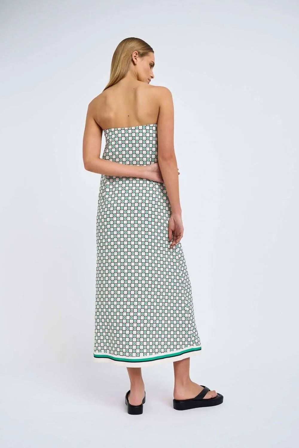 Ischia Stripe Strapless Midi Dress