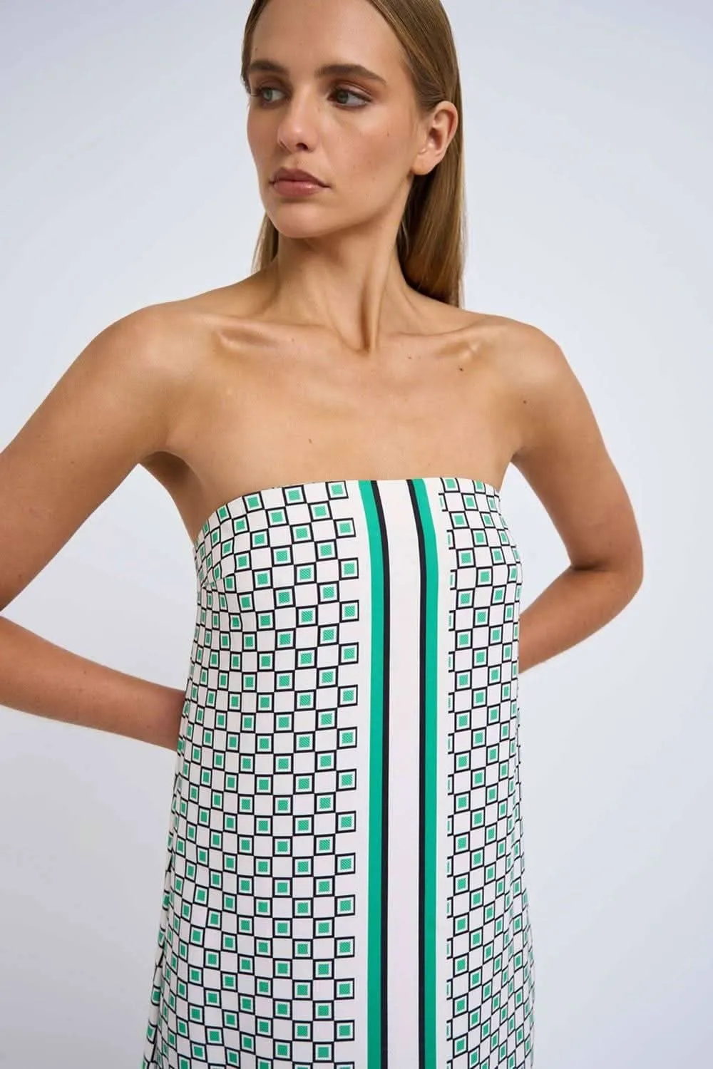 Ischia Stripe Strapless Midi Dress