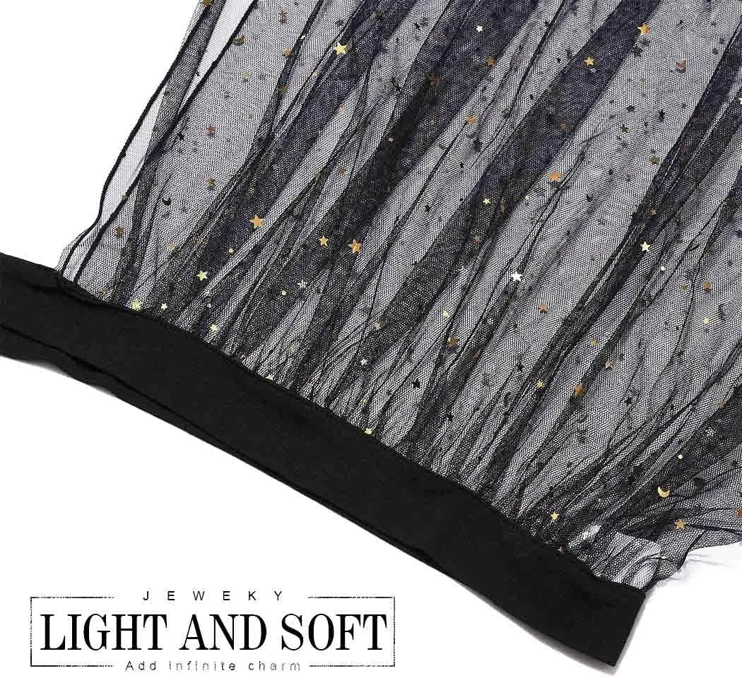 JEWEKY Mesh Slit Skirt High Waist Clubwear Star Rave Party Skirt for Women