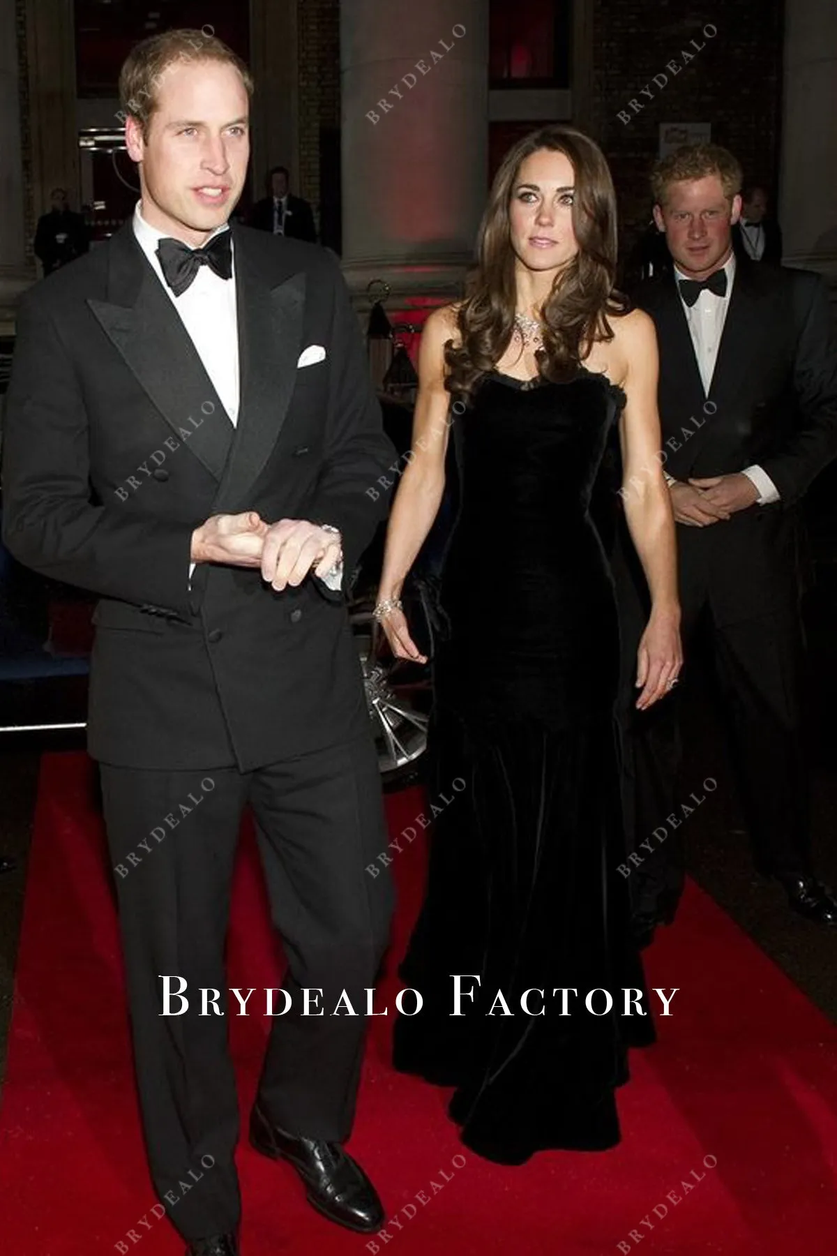 Kate Middleton Black Velvet Elegant Long Red Carpet Dress