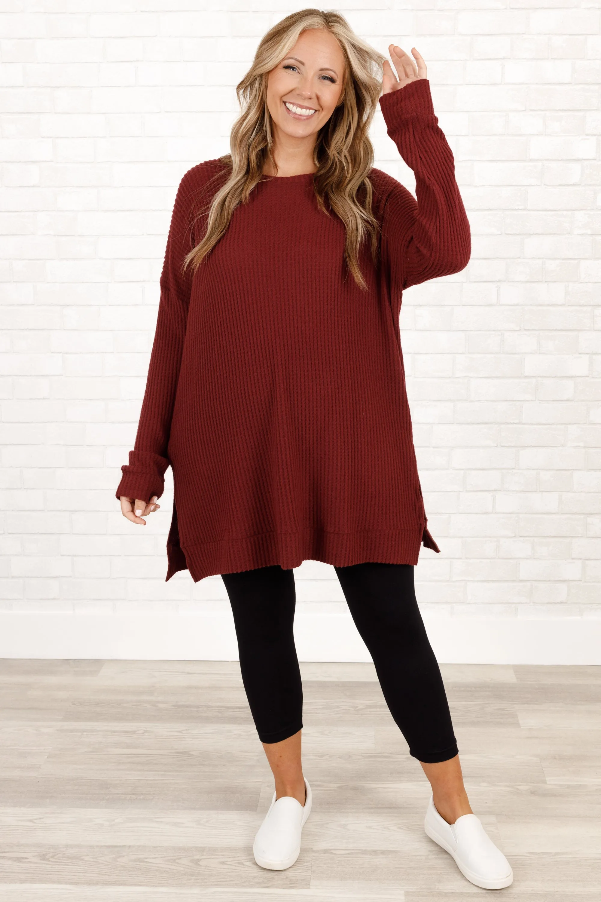 Keeping It Cute Tunic, Dark Burgundy