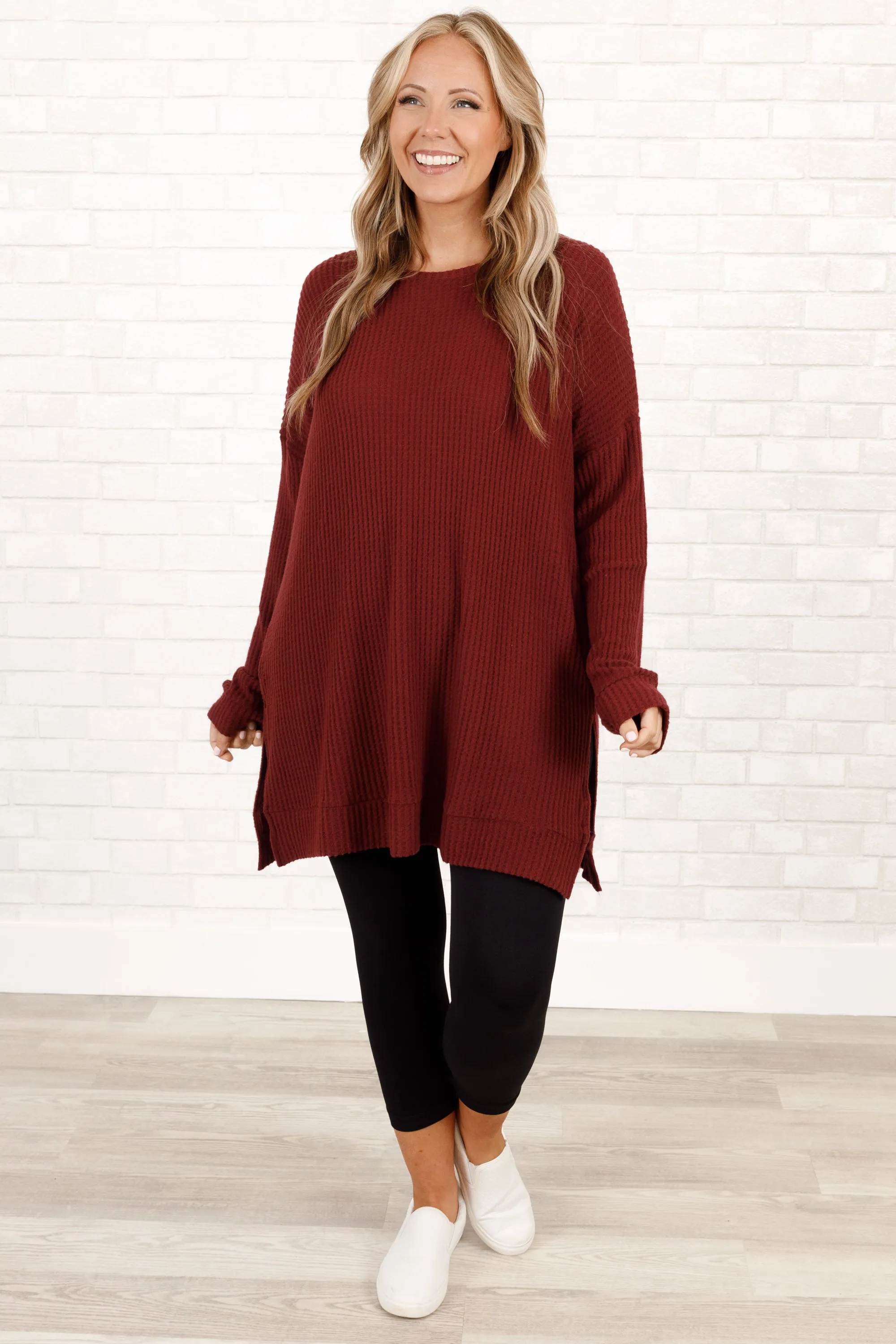 Keeping It Cute Tunic, Dark Burgundy