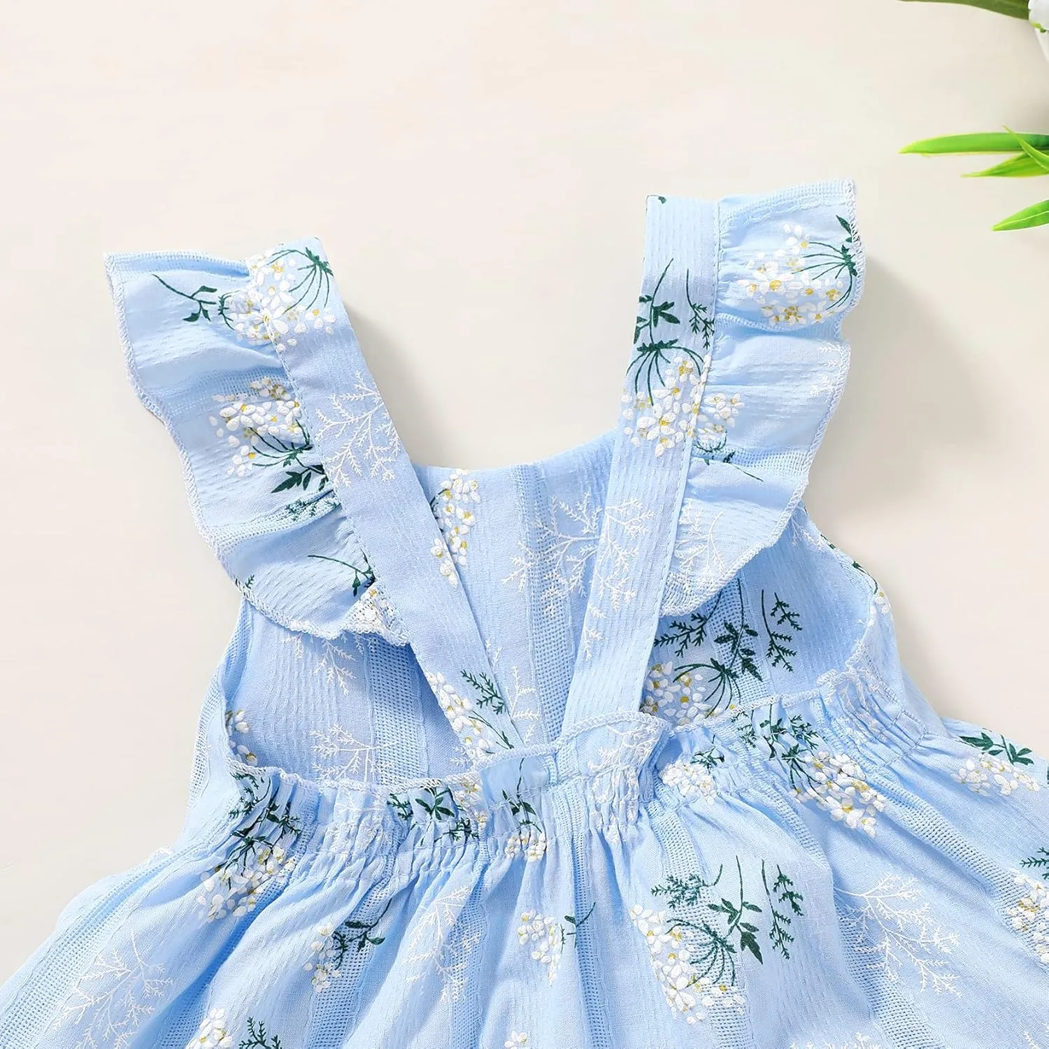 Kids Toddler Baby Girls Rainbow Dress Princess Sleeveless Beach Butterfly Sundress