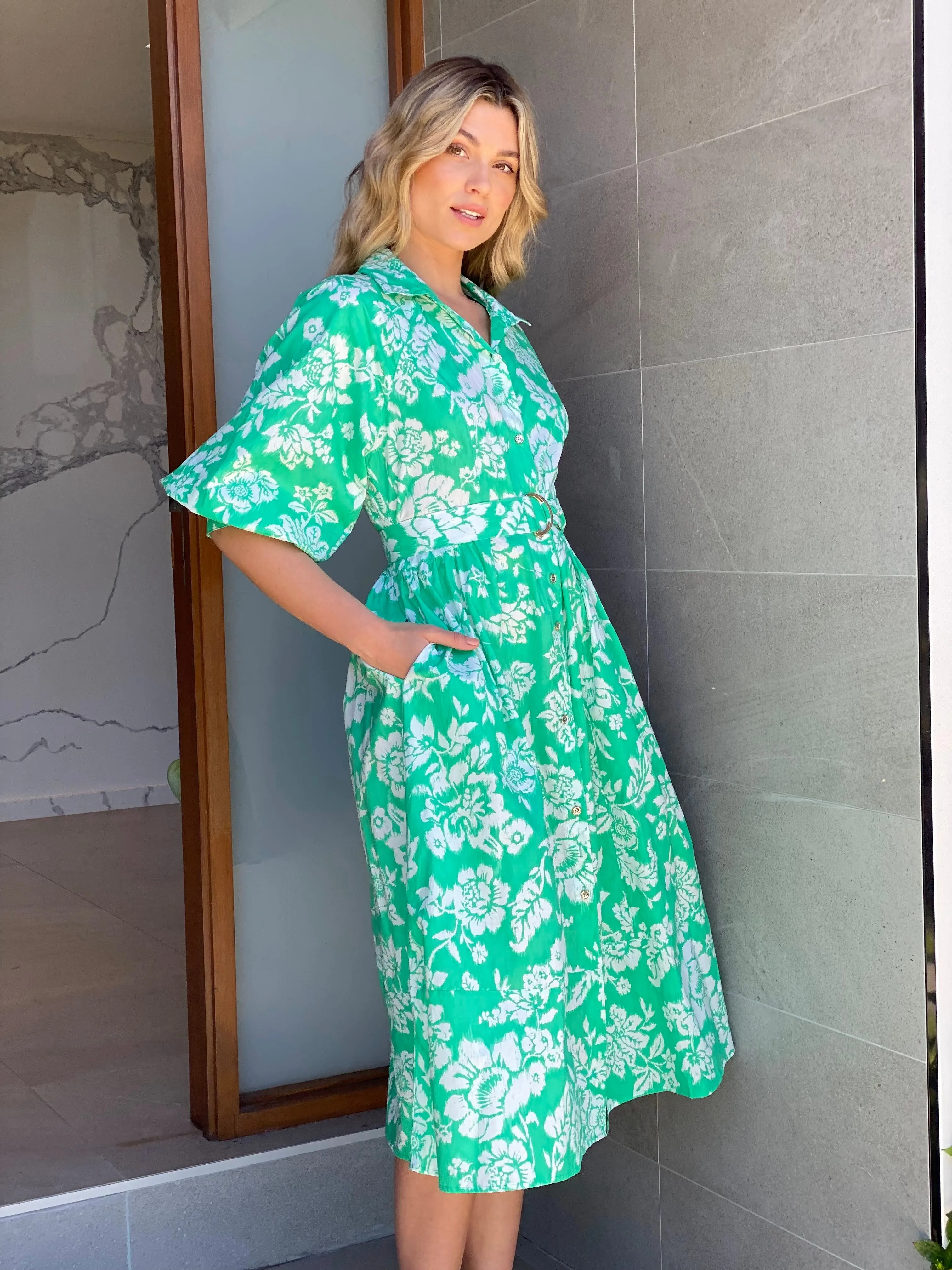 LA1191-1SS  Floral Midi Dress