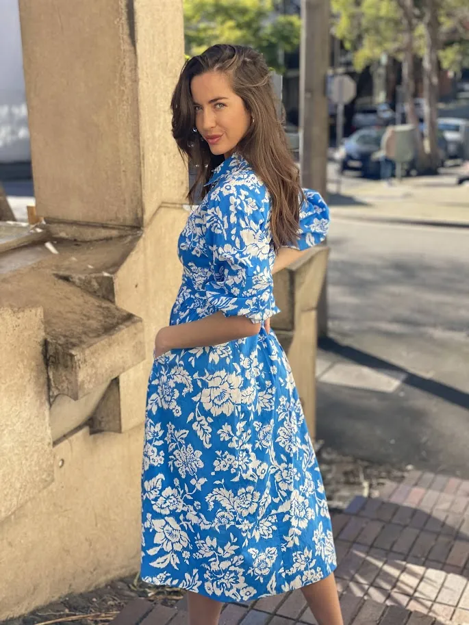 LA1191-1SS  Floral Midi Dress