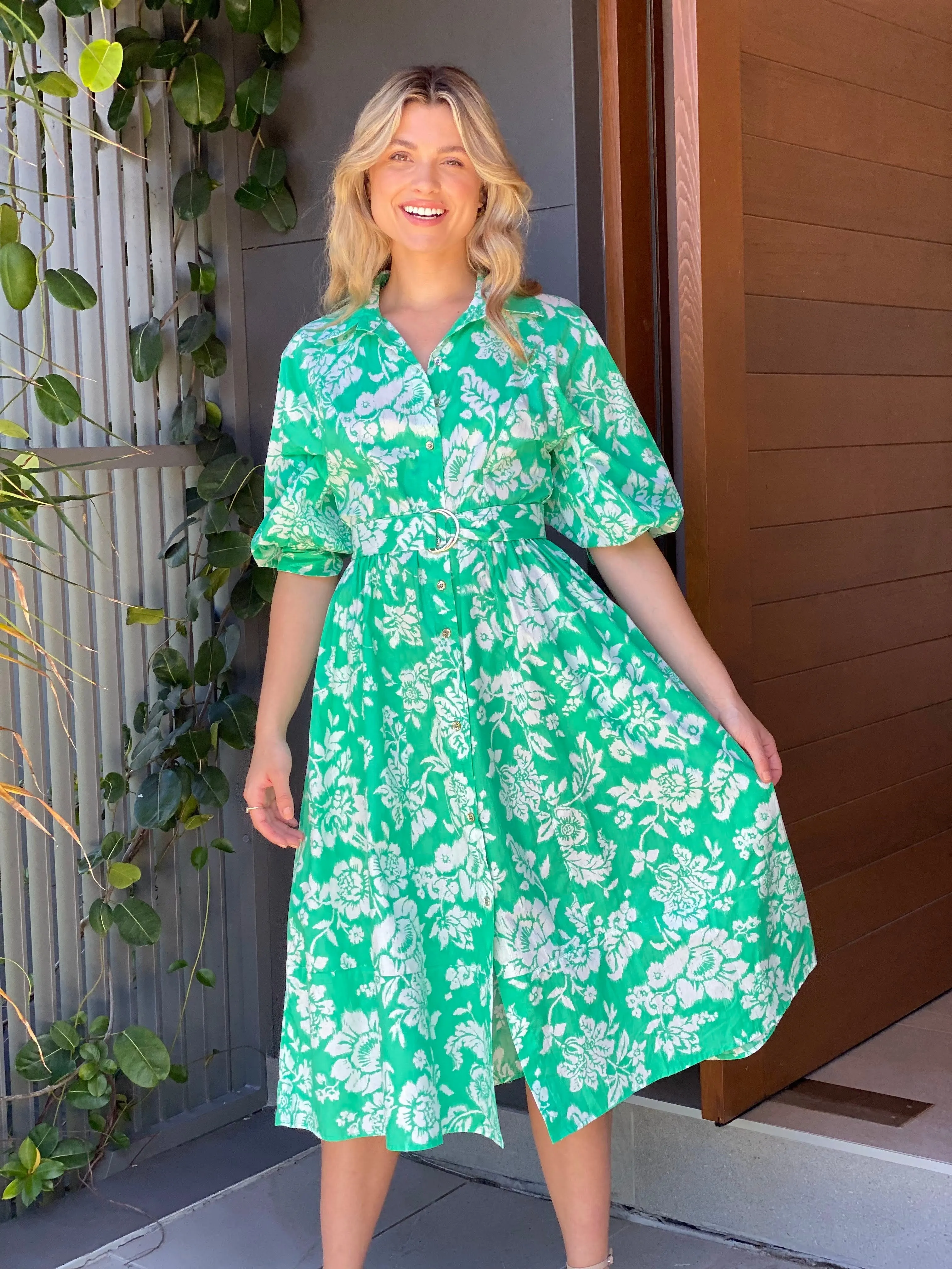 LA1191-1SS  Floral Midi Dress