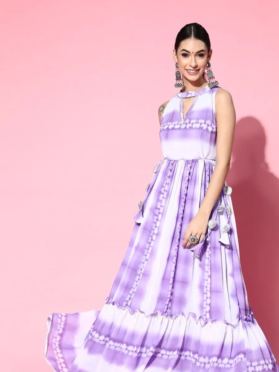 Lavender Tye and Dye Gathered Party Gown