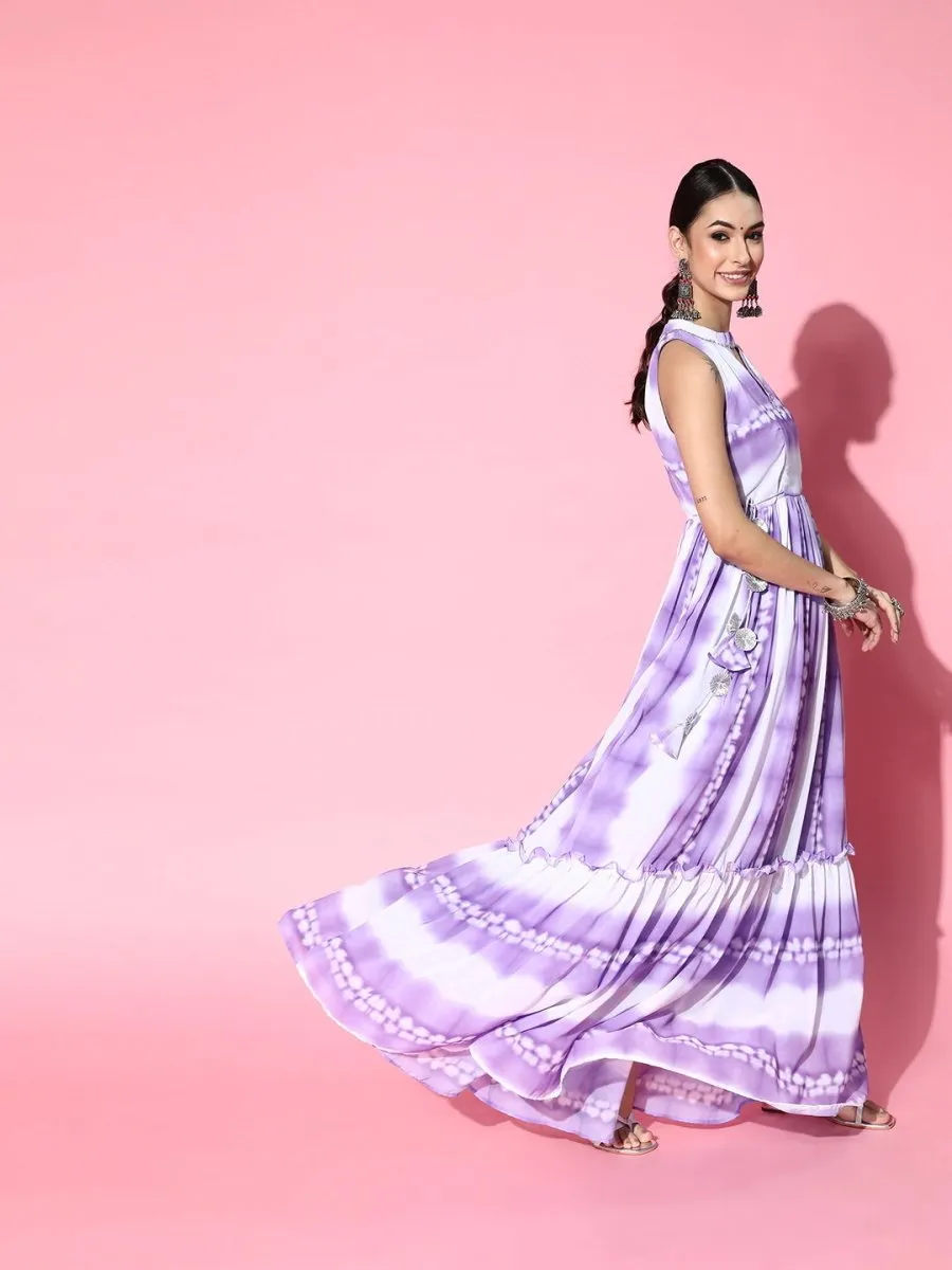 Lavender Tye and Dye Gathered Party Gown
