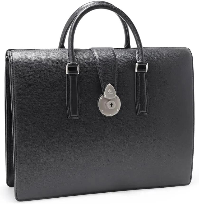 Leather Briefcase Accordion Gusset A4 Waprolux II, Made In Japan, No.670503