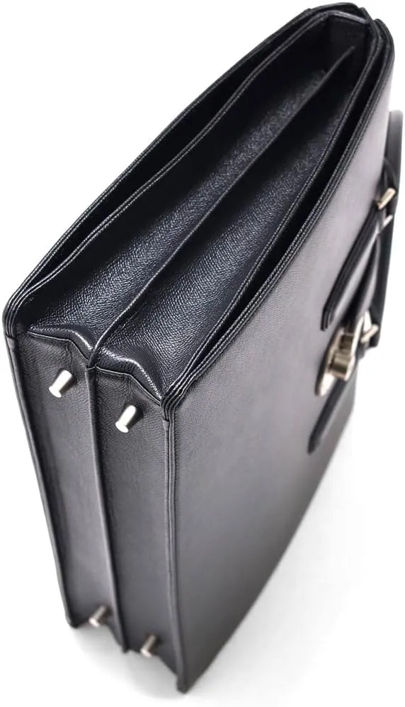 Leather Briefcase Accordion Gusset A4 Waprolux II, Made In Japan, No.670503