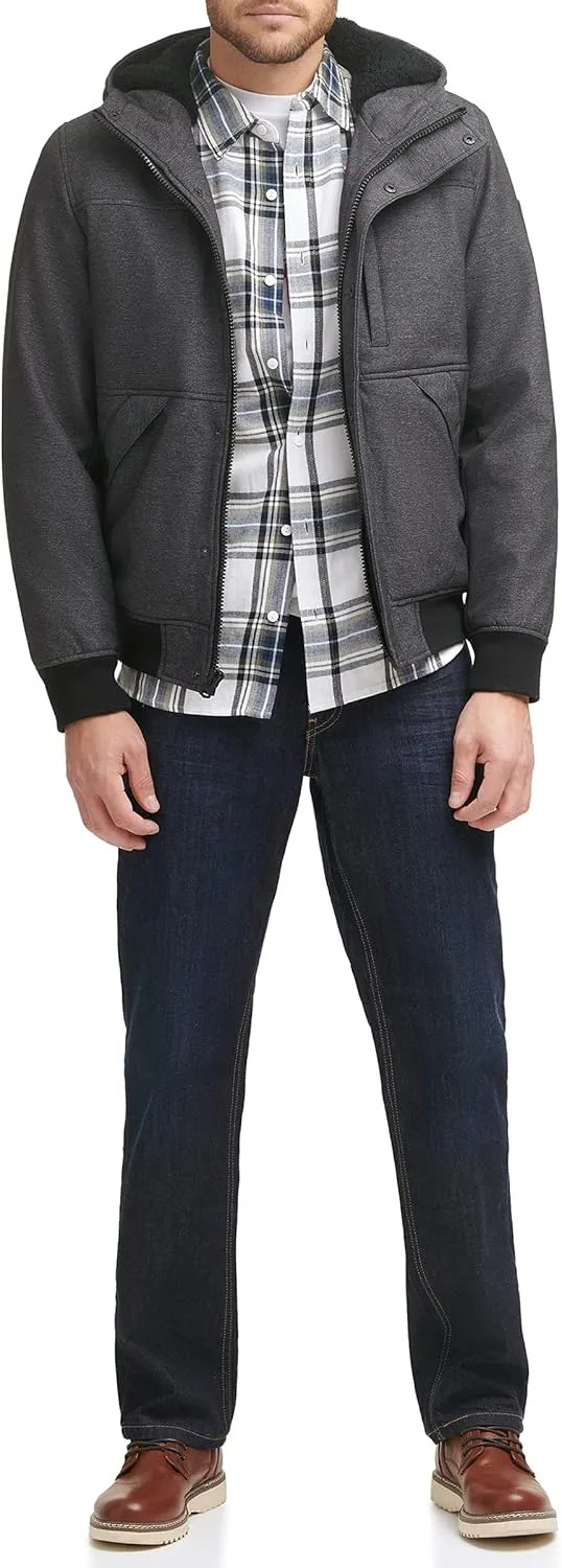 Levi's Men's Soft Shell Sherpa Lined Hooded Bomber Jacket