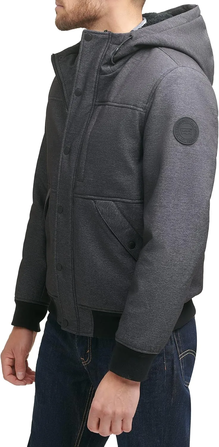 Levi's Men's Soft Shell Sherpa Lined Hooded Bomber Jacket
