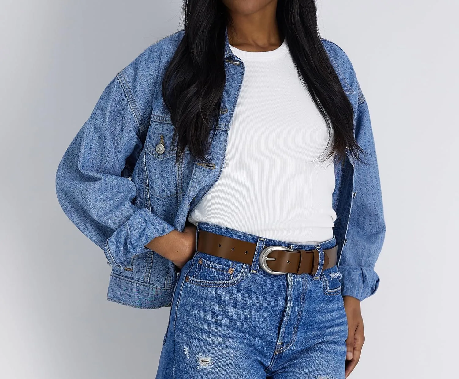 Levi's Women's Casual Soft Leather Jean Belt with Rounded Buckle