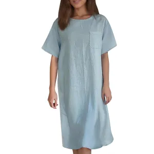 Linen Dress for Women Summer 2025 Scoop Neck Short Sleeve Mini Dress Casual Beach Vacation Sundresses with Pocket