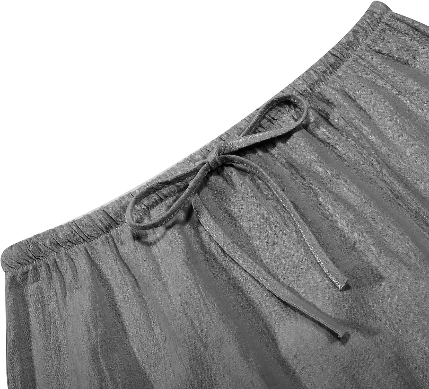 Linen Maxi Skirts for Women Summer Drawstring Waist A Line Skirts Cute Vacation Boho Beach Long Flowy Skirts