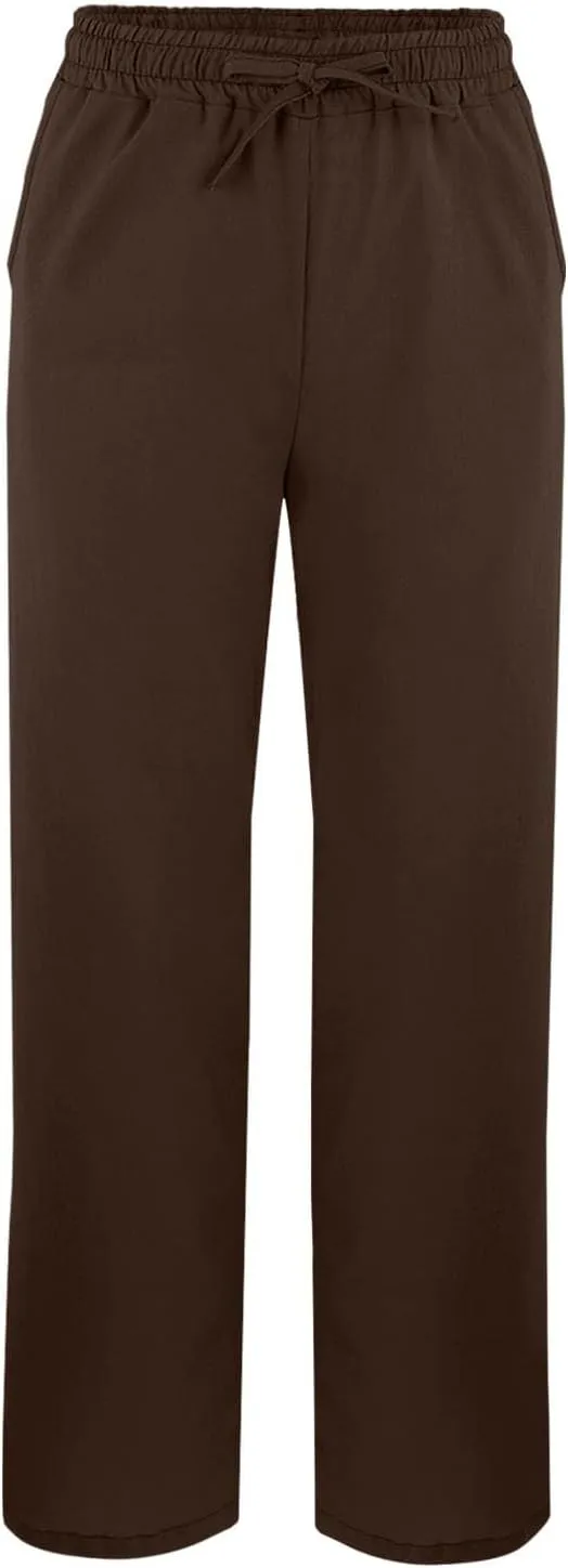 Linen Pants for Women 2025 Summer High Waist Elastic Straight Leg Lounge Pant Casual Loose Lightweight Beach Trousers
