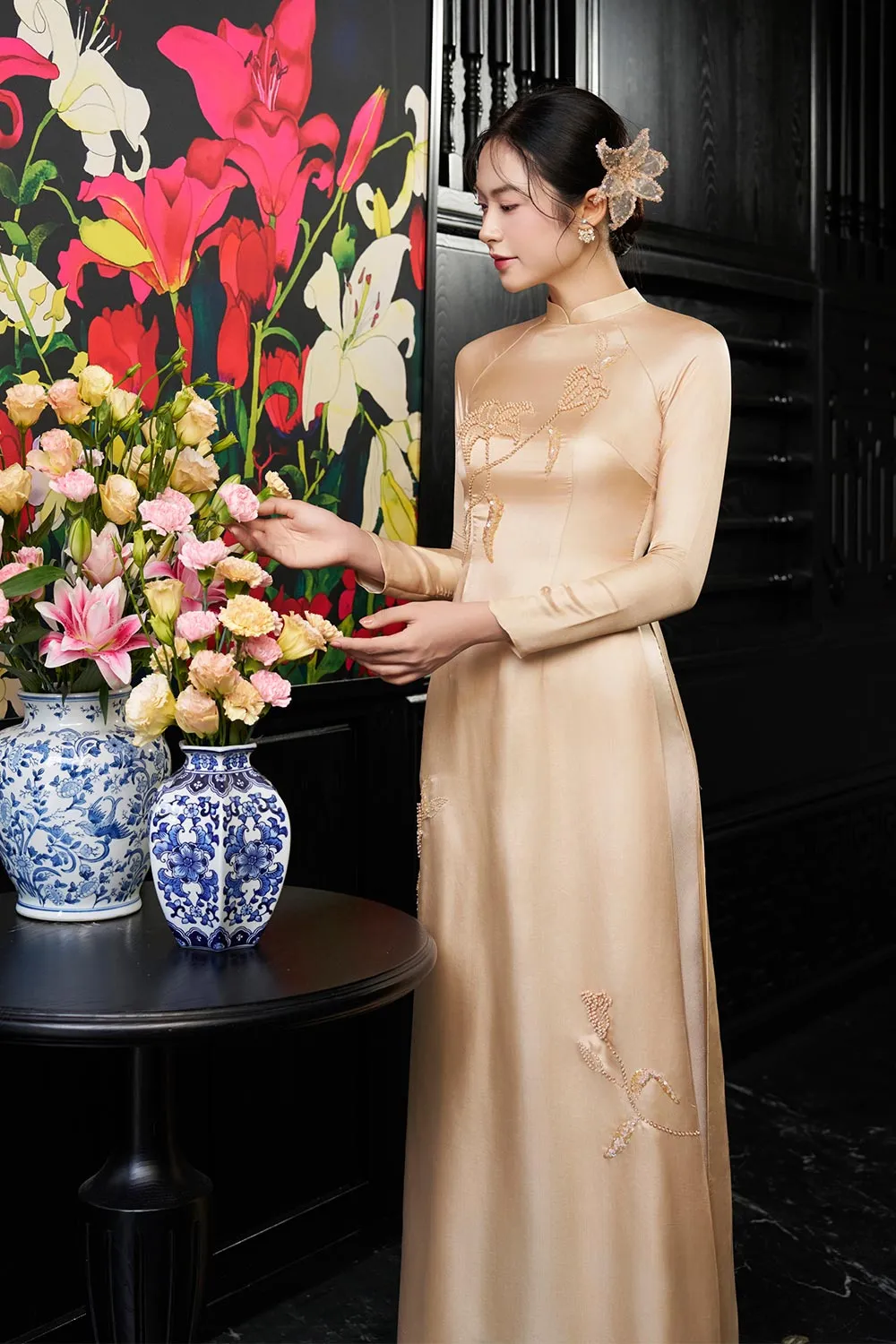 Livia A-line Mandarin Neck Silk Ankle Length Ao Dai