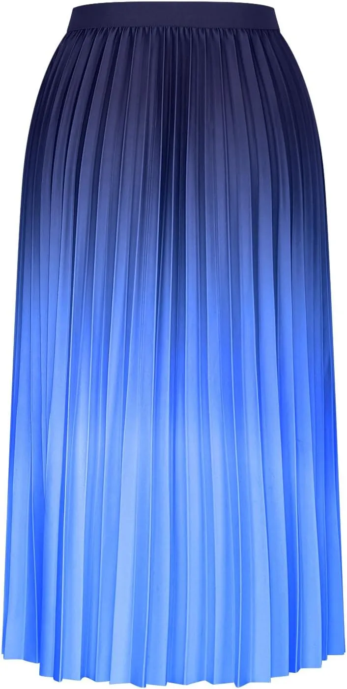 Long Skirts for Women Trendy High Waisted A Line Maxi Skirt Casual Gradient Flowy Pleated Vacation Boho Beach Skirt