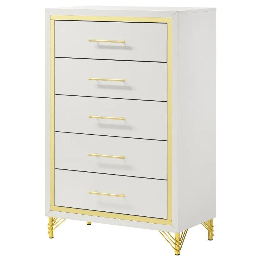 Lucia - 5-Drawer Bedroom Chest - White