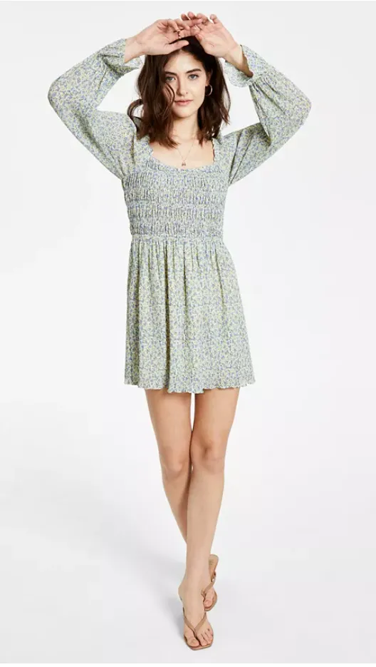 Lucy Paris Smocked Printed Dress, Size Medium