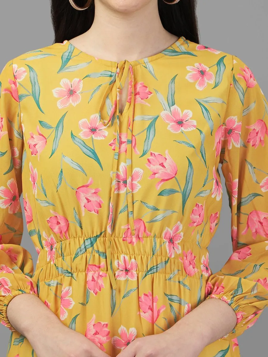 Masakali.co dresses for Women western wear Yellow Floral Maxi Dress